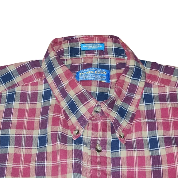 Pendleton Red & Gray 100% Cotton Plaid Long Sleeve Casual Button Up Shirt Sz XL - Picture 2 of 10